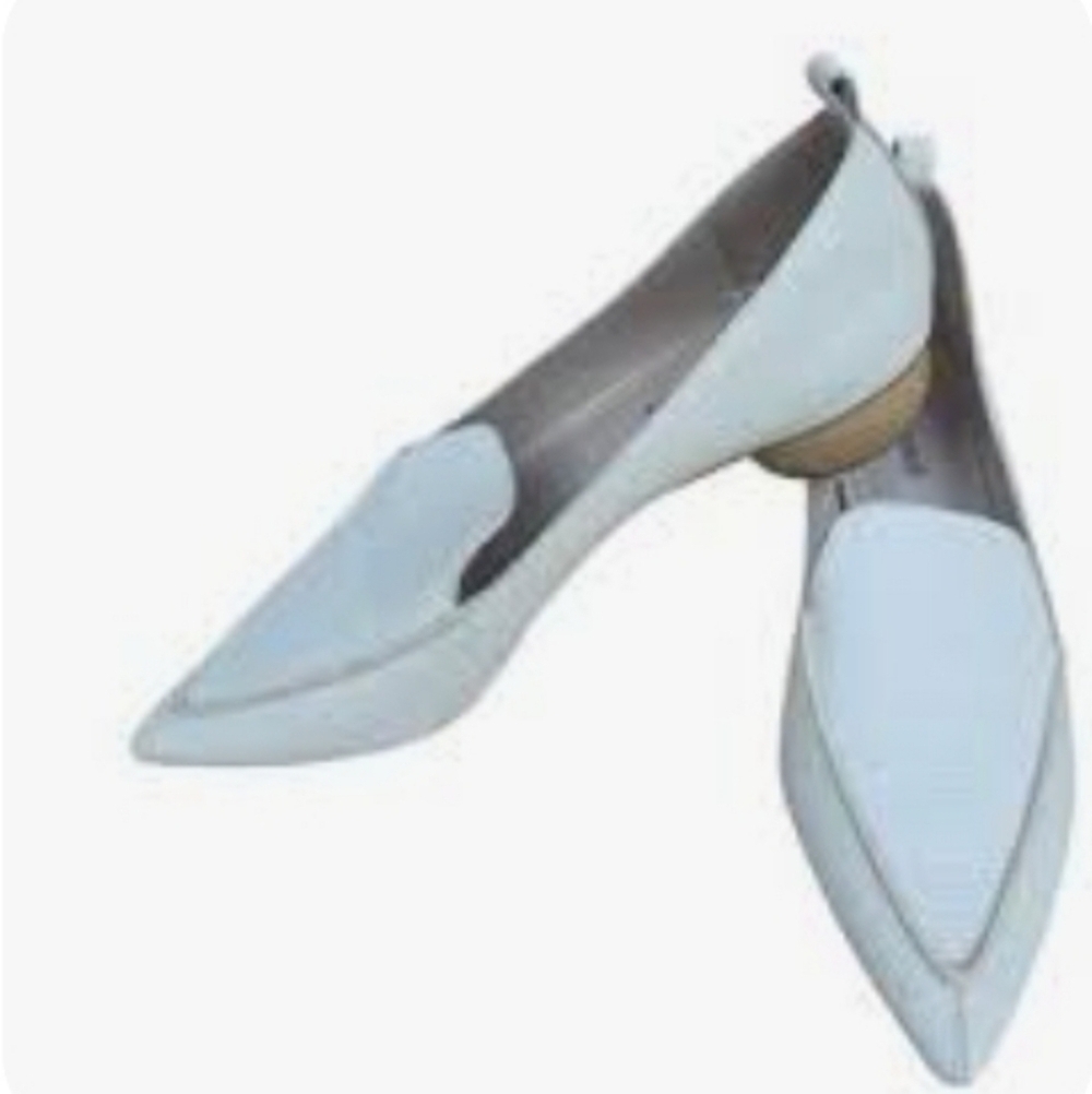 Jeffrey Campbell Viona Texture Off White Cream Pointed-Toe Loafers/Flats 7